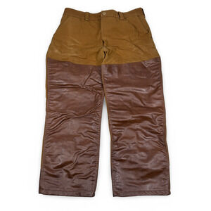 Vintage Saf-T-Bak Hunting Pants Men’s 36 x 28 Brown Canvas Leather 70s USA
